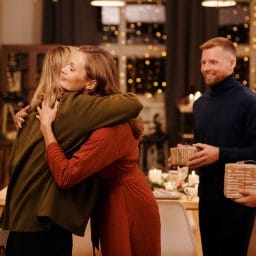 Family embracing and celebrating during the holidays
